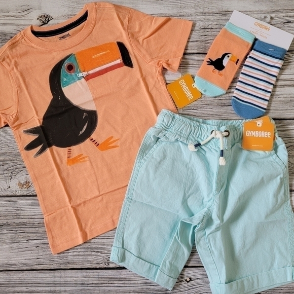 Toucan Outfit T-Shirt Shorts Socks Outfit Tropical Summer Outfit - Picture 3 of 6